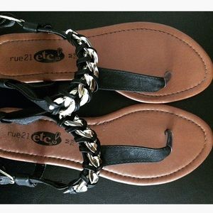 Black leather sandals. Size M 7/8