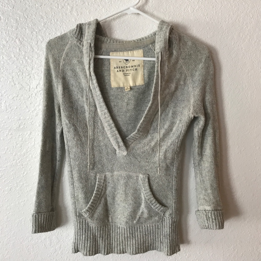 Abercrombie and Fitch Grey Hooded Sweater