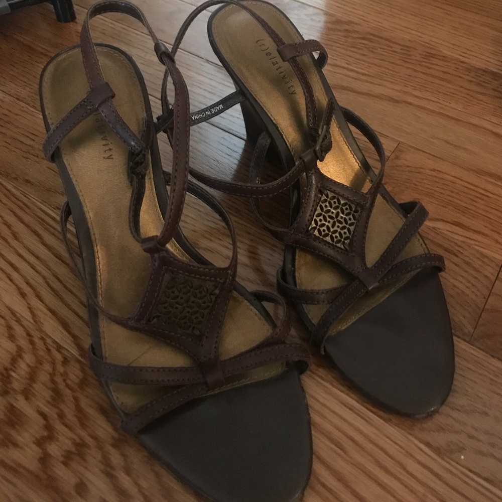 Brown wedge heels