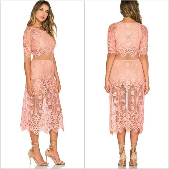 For Love And Lemons Dresses & Skirts - For Love and Lemons pink lace maxi dress