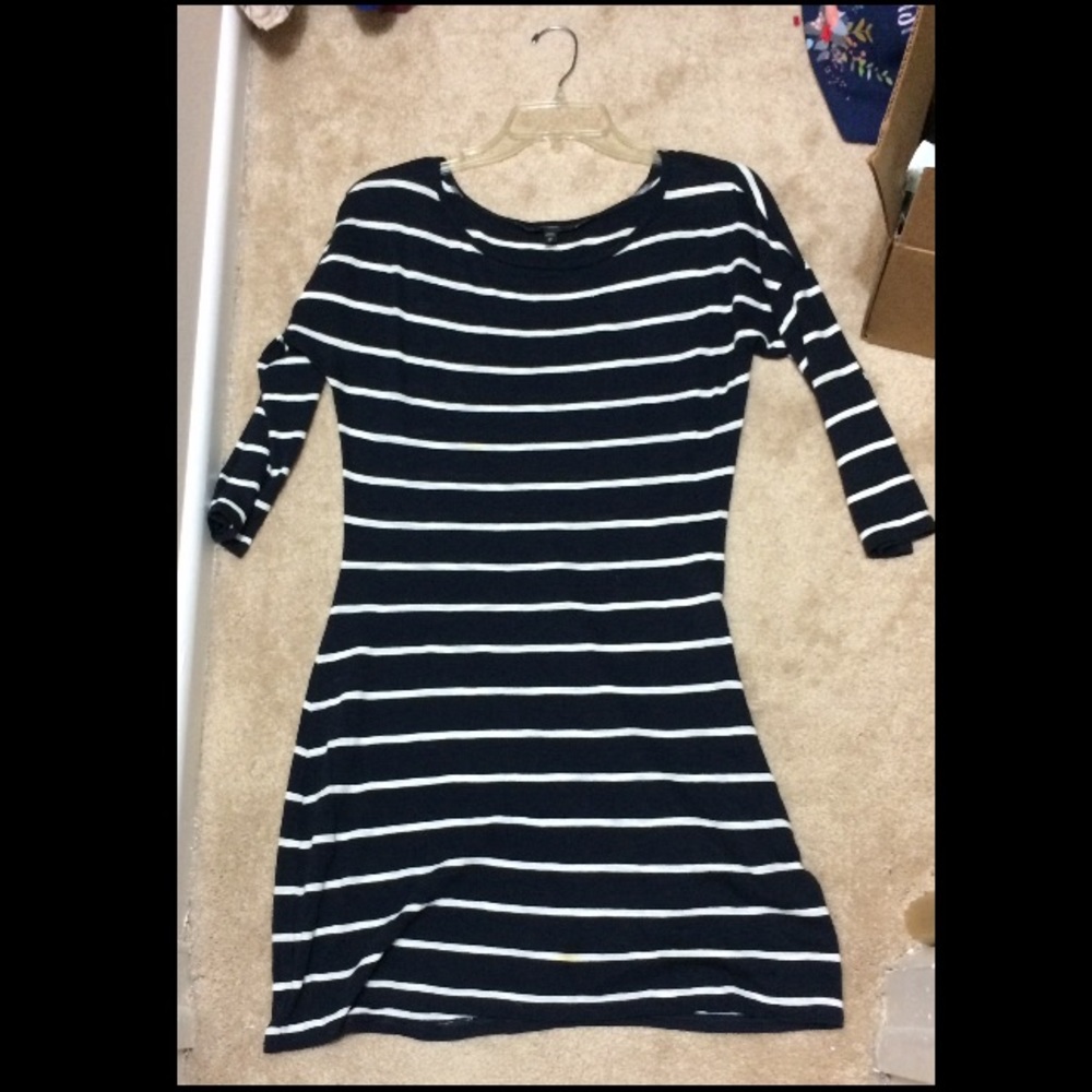 Express navy stripped mini dress - 3/4 sleeves
