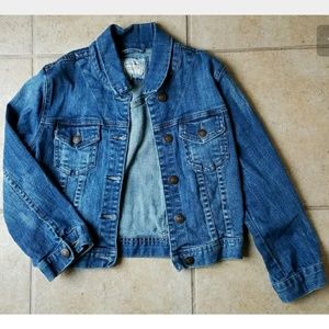 Forever 21 Cropped 3/4 Sleeve Denim Jacket SMALL