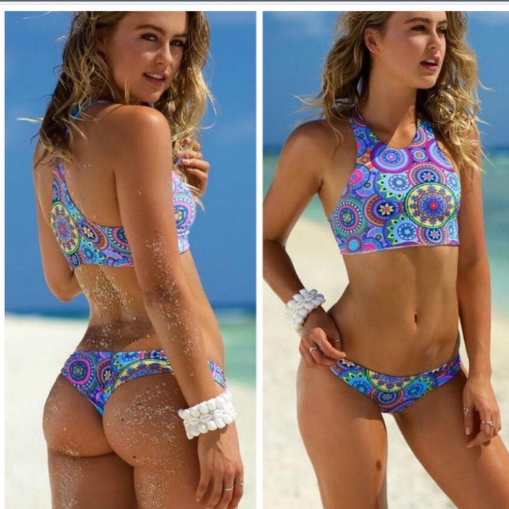 2Pcs/Set Sexy Printed Racerback Bikini Swimsuit - Picture 2 of 4