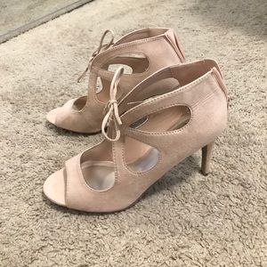 Blush suede heels Sz 8.5