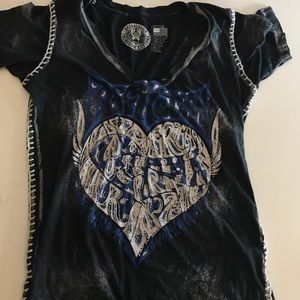 Black and blue affliction shirt