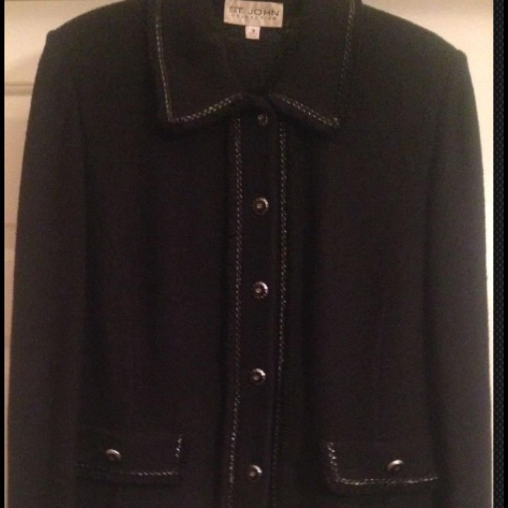 ST JOHN Collection Black Textured Knit Jacket-Sz12