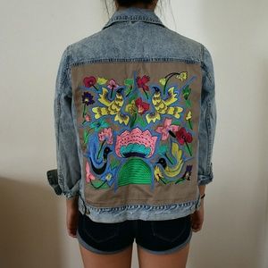 Native Rose hummingbird denim jacket