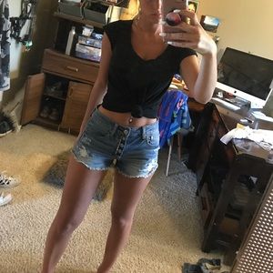 High waisted jean shorts with buttons up the front
