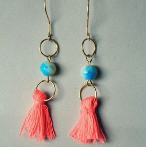 Cute Boho Beaded Tassel Earrings (Handmade)