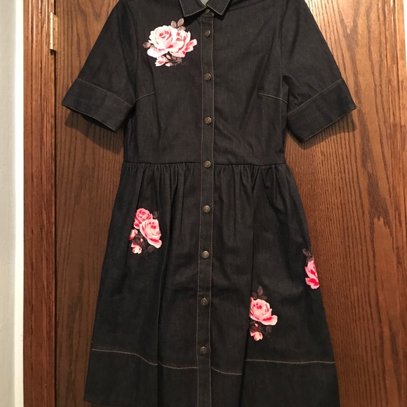 kate spade | Dresses | Kate Spade Embellished Denim Rose Dress | Poshmark