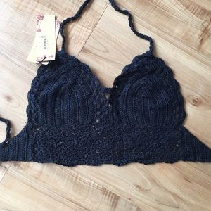 New! Hand Crochet Black Festival Top Size M