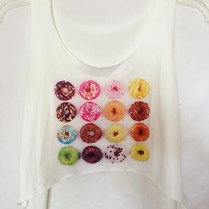 Colorful donut cropped tank top