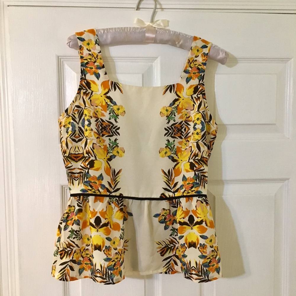 Tropical Flowers Silky Peplum Top