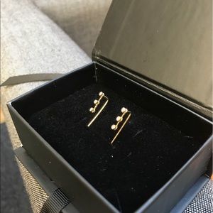 Adina Reyter Gold 3 Diamond Wing Earrings