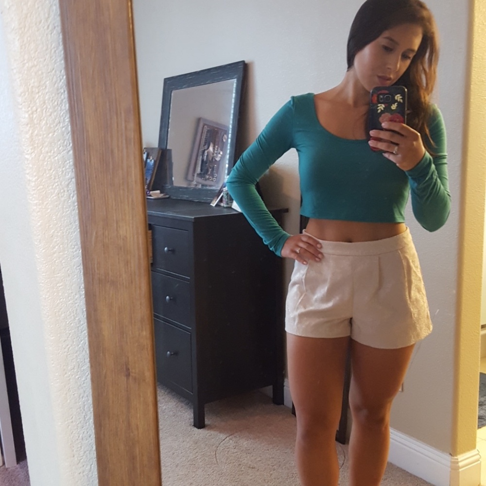 Mossimo teal long sleeve crop top size small