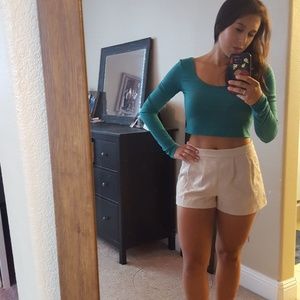 Mossimo teal long sleeve crop top size small