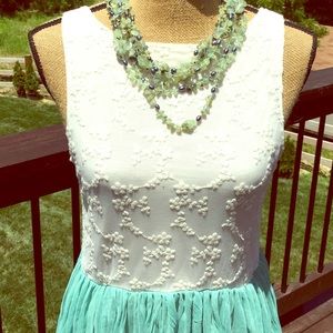 Cream and Aqua summer dress