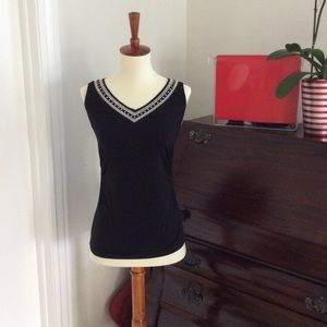 White House Black Market Black Embellished Tank