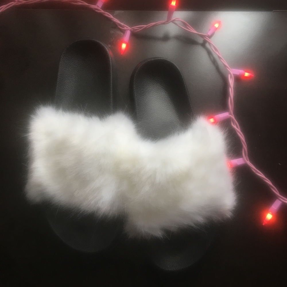 White Fur Slides