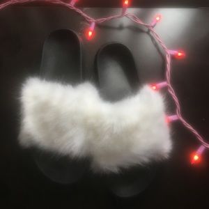 White Fur Slides