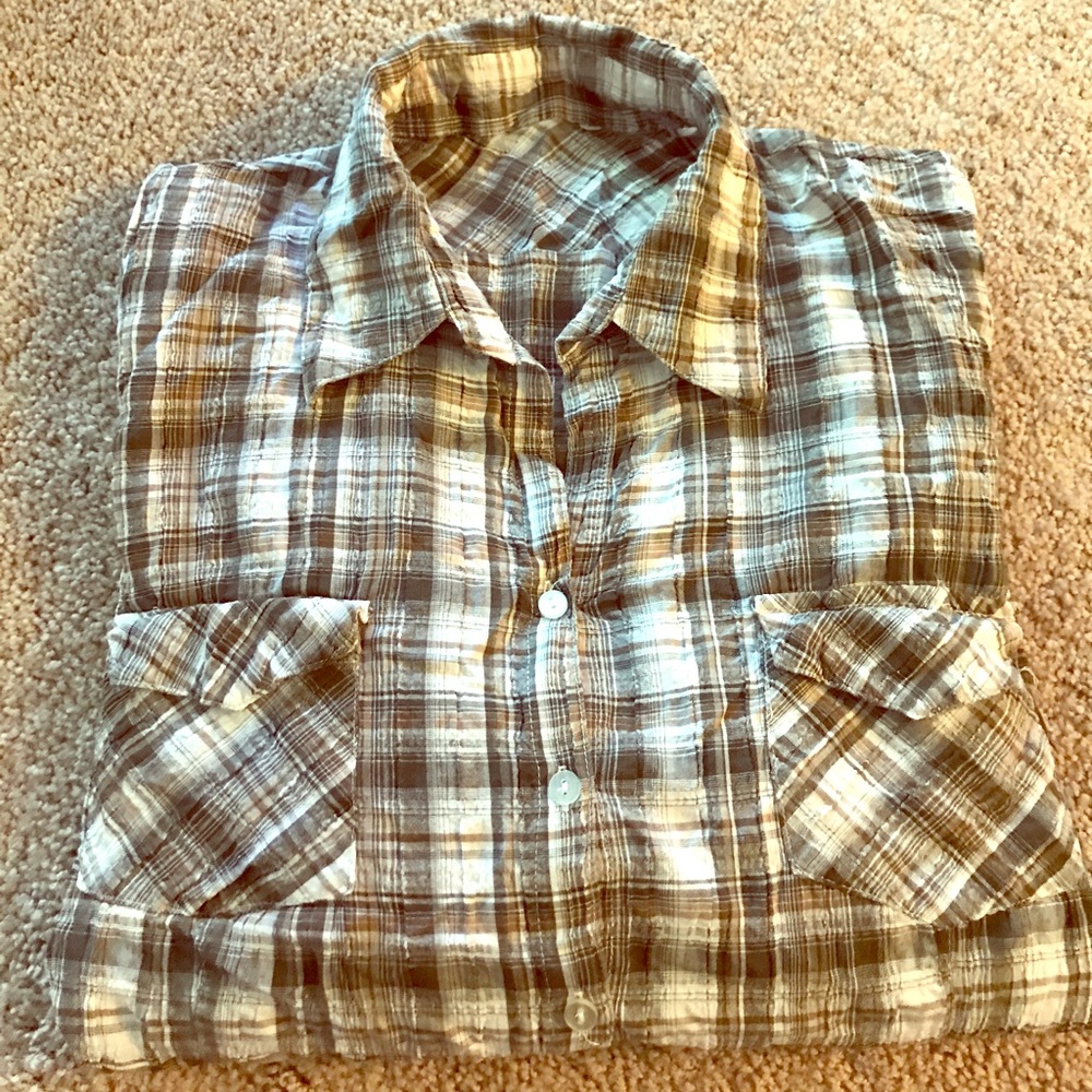 Plaid Light button down size 3x/4x brown plaid