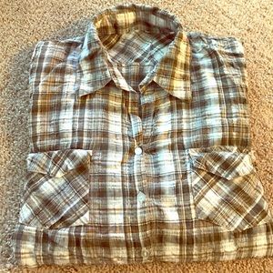 Plaid Light button down size 3x/4x brown plaid