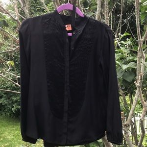 Rag and Bone silk black blouse, tuxedo style.