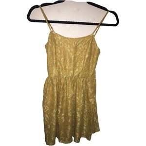 Yellow lace summer mini dress