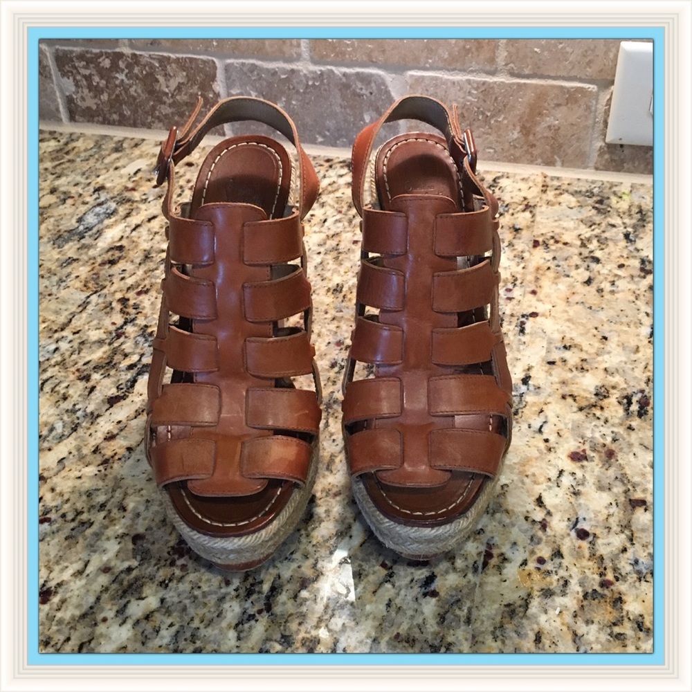 CHRISTIAN LOUBOUTIN Leather Strappy Wedges 37