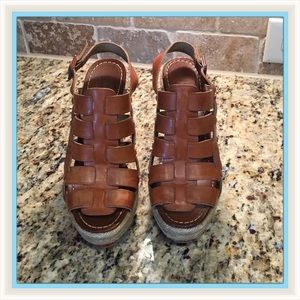 CHRISTIAN LOUBOUTIN Leather Strappy Wedges 37