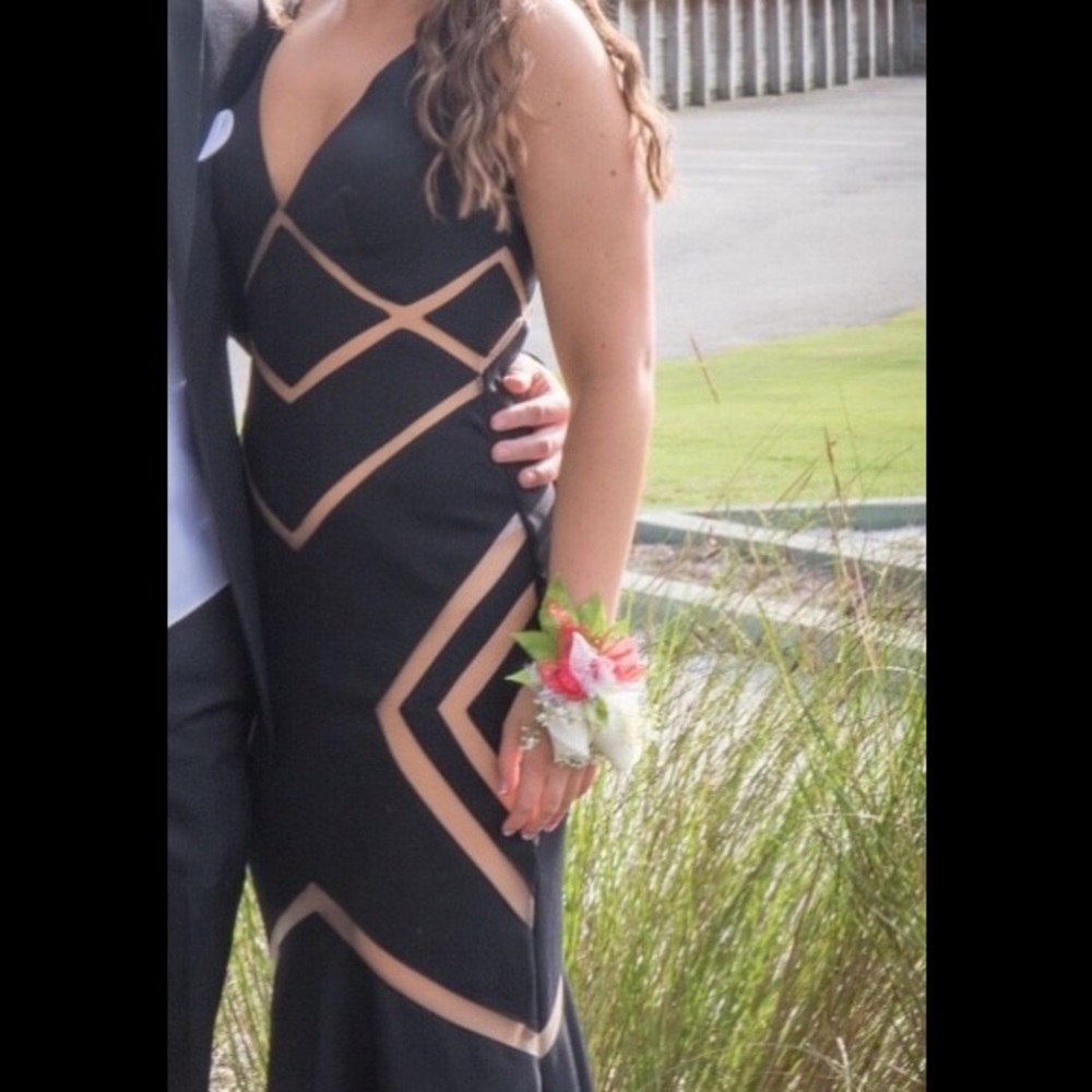 Dave & Johnny black prom dress.