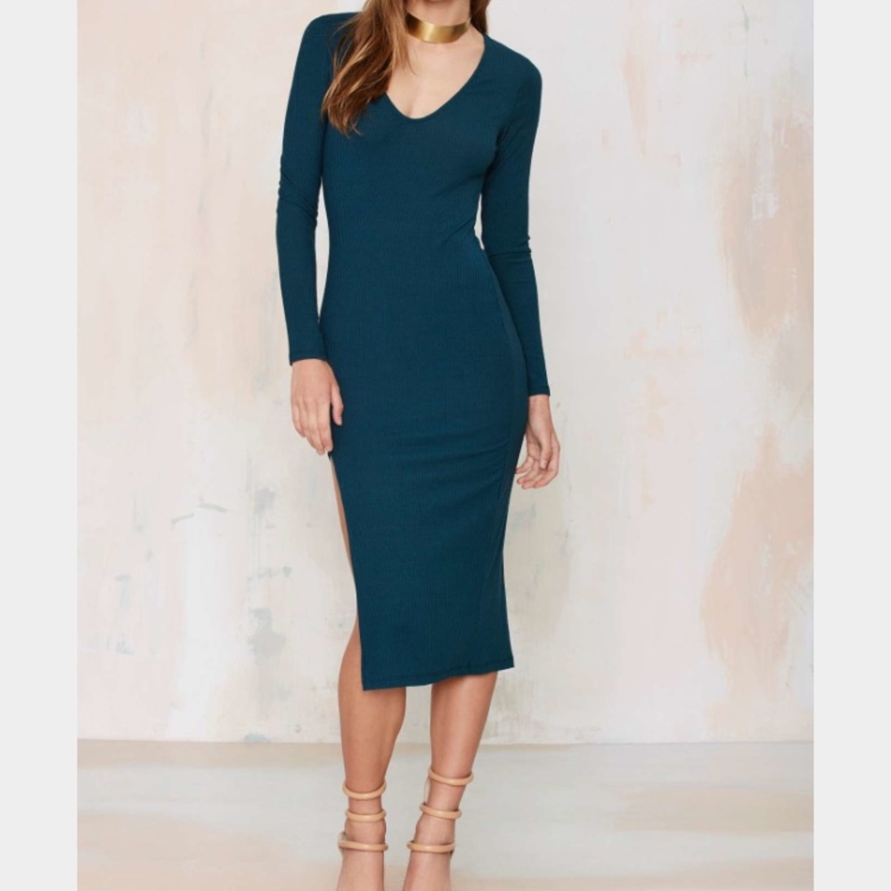 Nasty Gal Secret Weapon Ribbed Knit Dress *Nude*