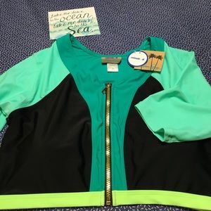 Swim sexy zip up swim top