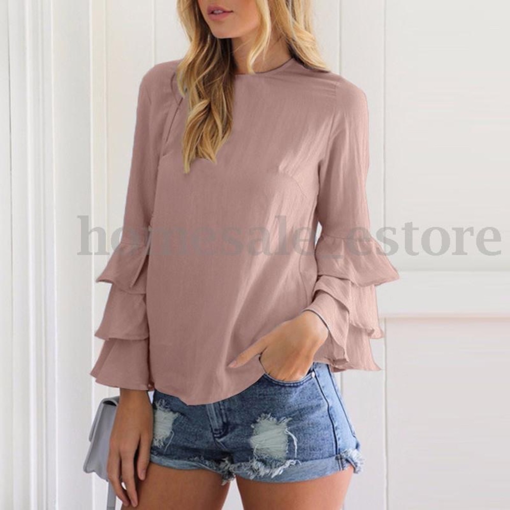 Cute pink bell sleeved top - XXL (Asian Size)