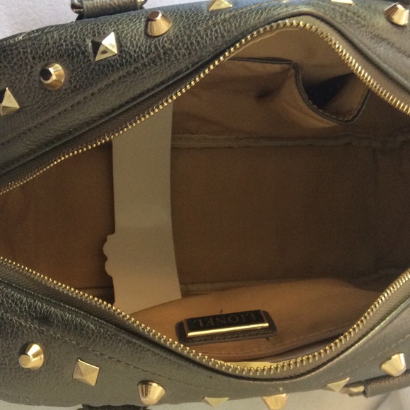 FINAL SALE PRICE NWOT Lionel Metallic Studded Satchel Handbag - Picture 3 of 3