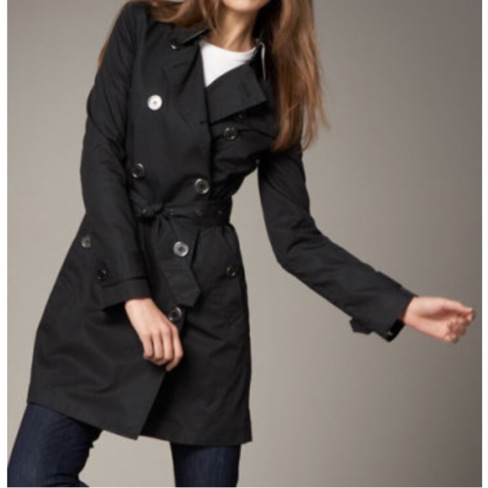 Burberry black trench coat - size 8.