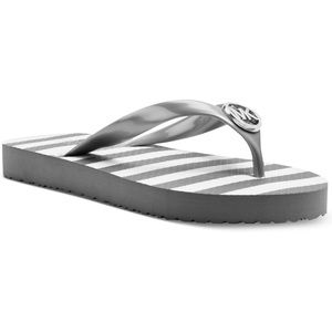Michael Kors Gray and White Striped Flip Flops