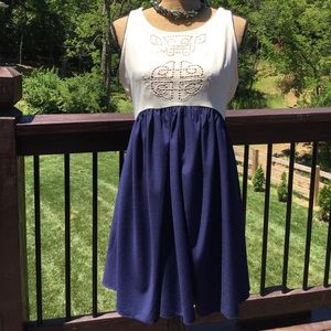 Adorable navy and cream dress.