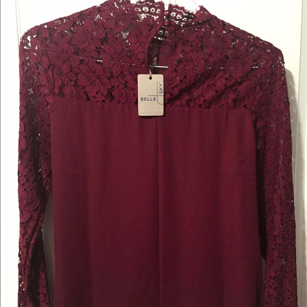 Brand New Burgundy Belle and Sky blouse. Size -S