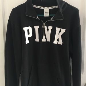 Love pink half zip hoodie
