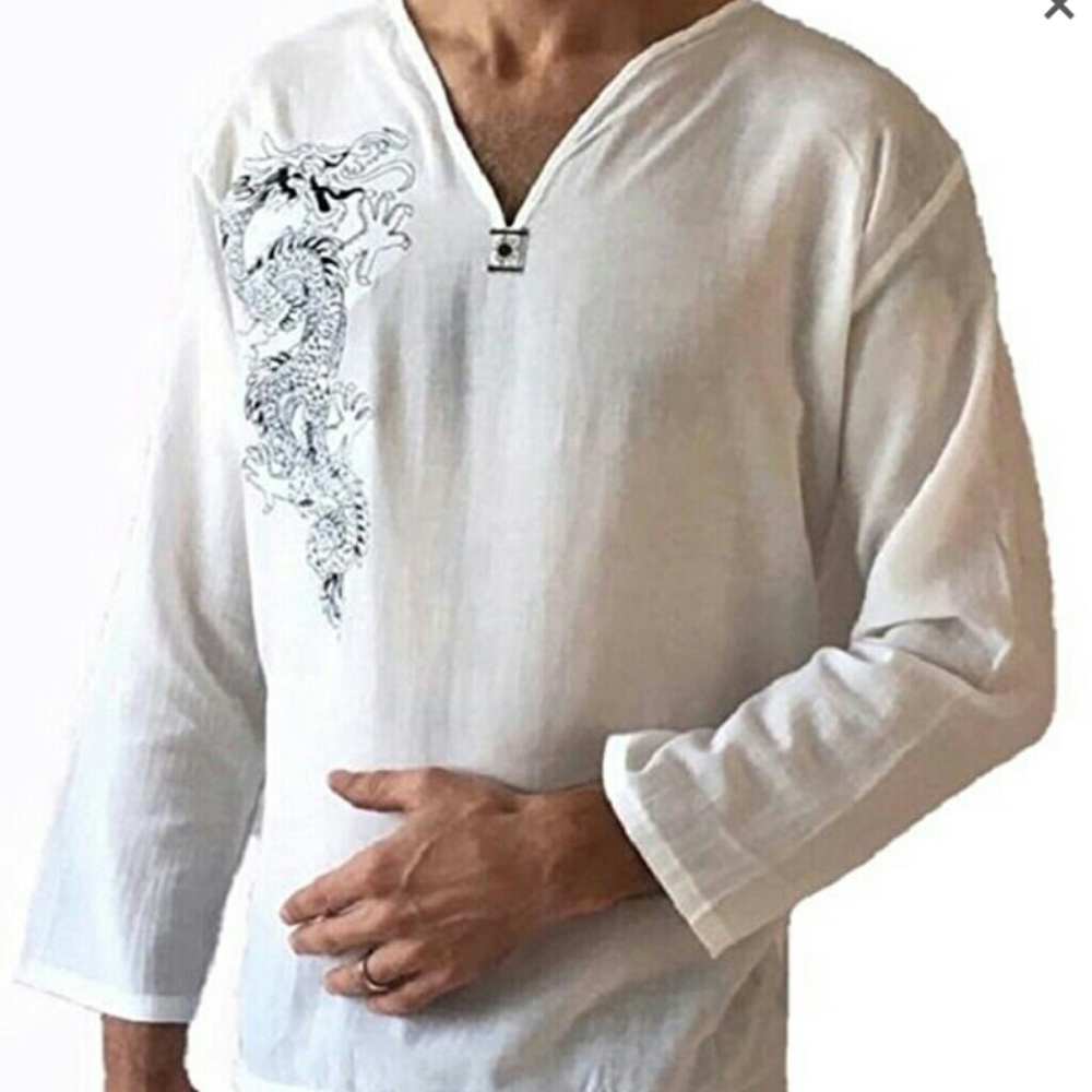 Mens white dragon shirt