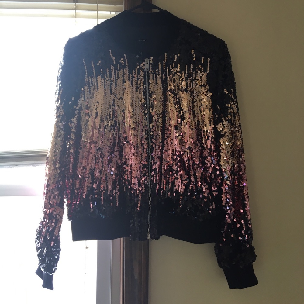 BRAND NEW F21 Glitter Bomber Jacket size M