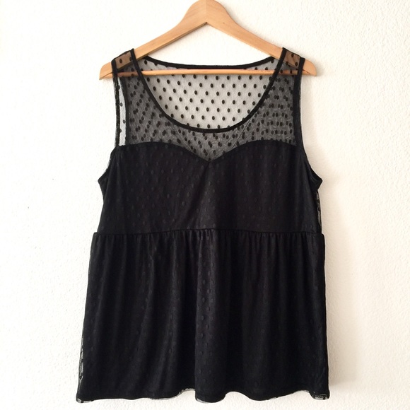 torrid Tops - NWT TORRID Sheer Polka Dot Peplum Tank Top