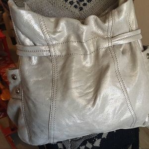 B. MAKOWSKY GOLD DUST METALLIC LEATHER HOBO