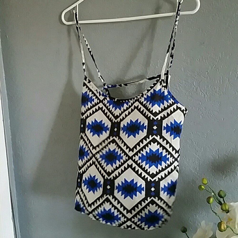 Aztec Pattern Tank Top (Caged Back)