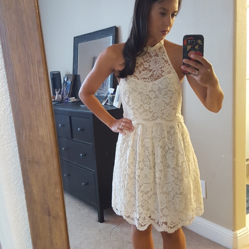 Free people backless lace dress cream