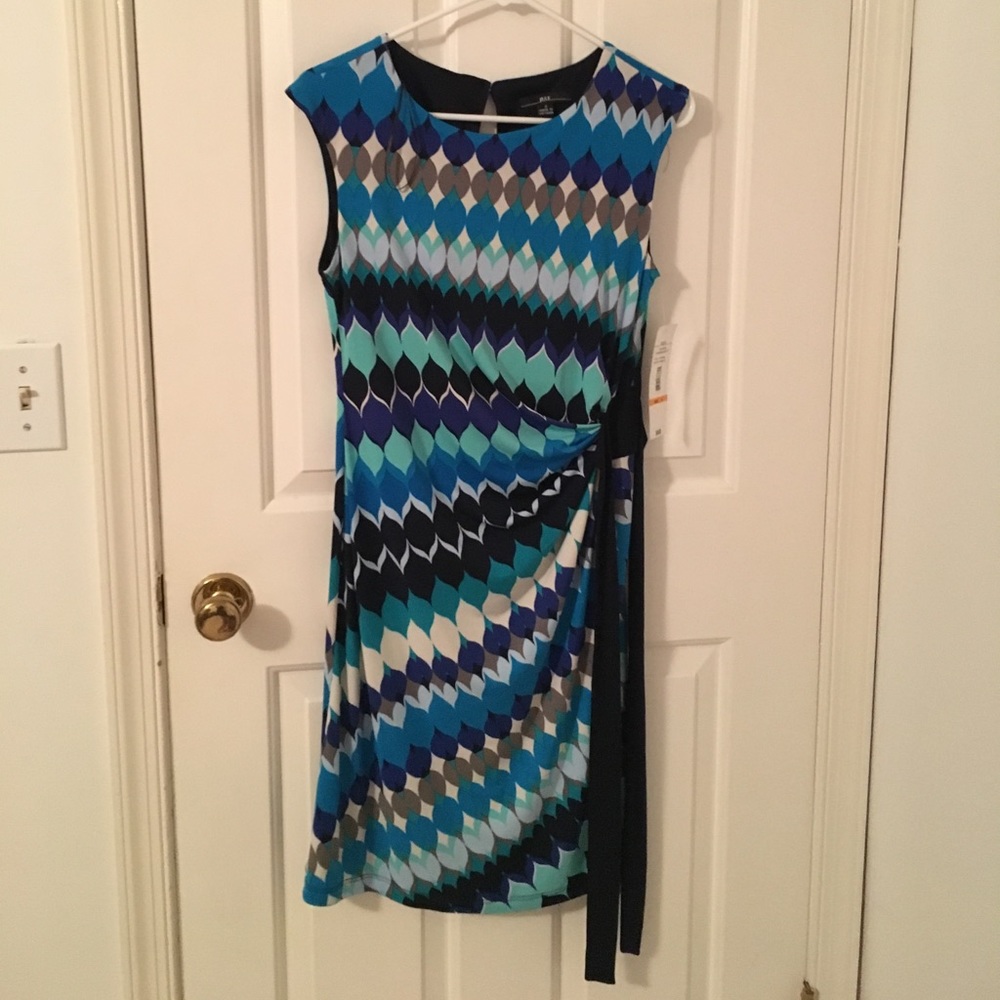Blue teal and black R&K dress