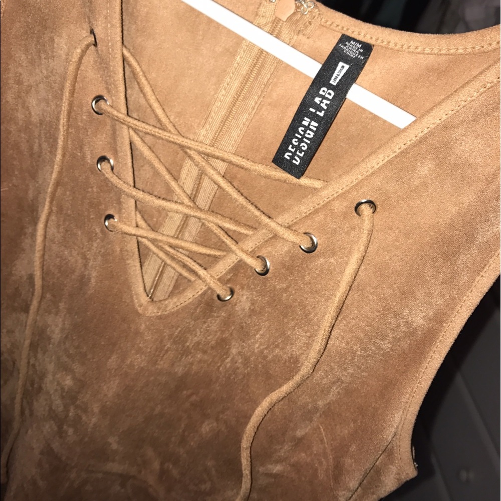 Tan/bronze lace up neck dress