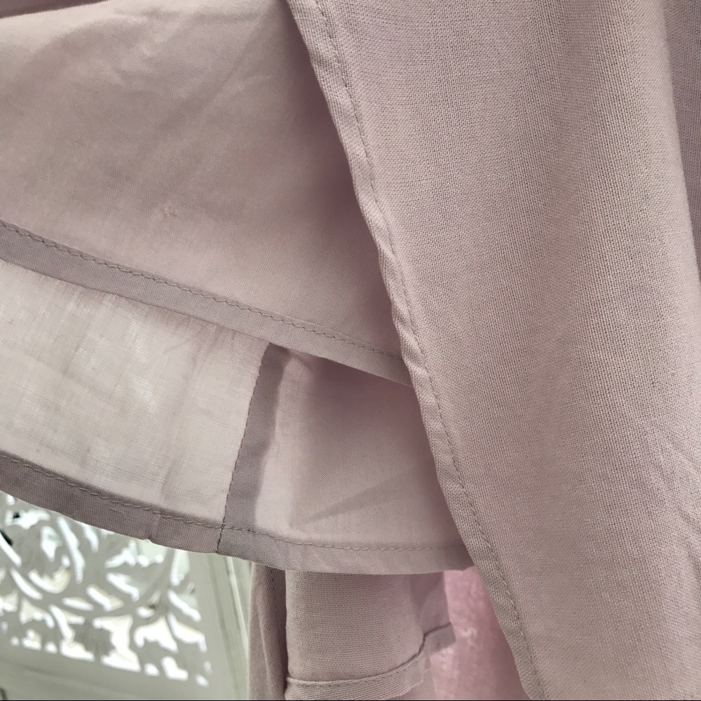 Light Pink Muave Front Tie Mini Dress - Picture 6 of 7