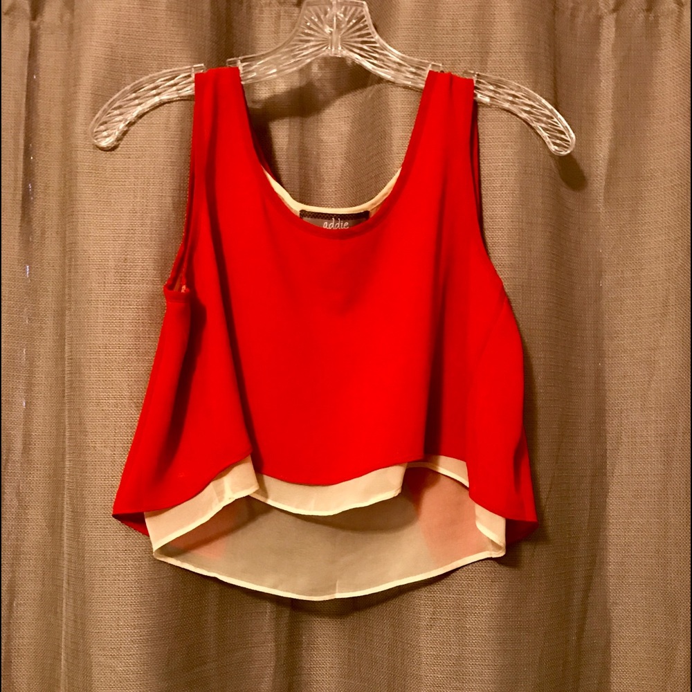 Red and Tan Crop Top